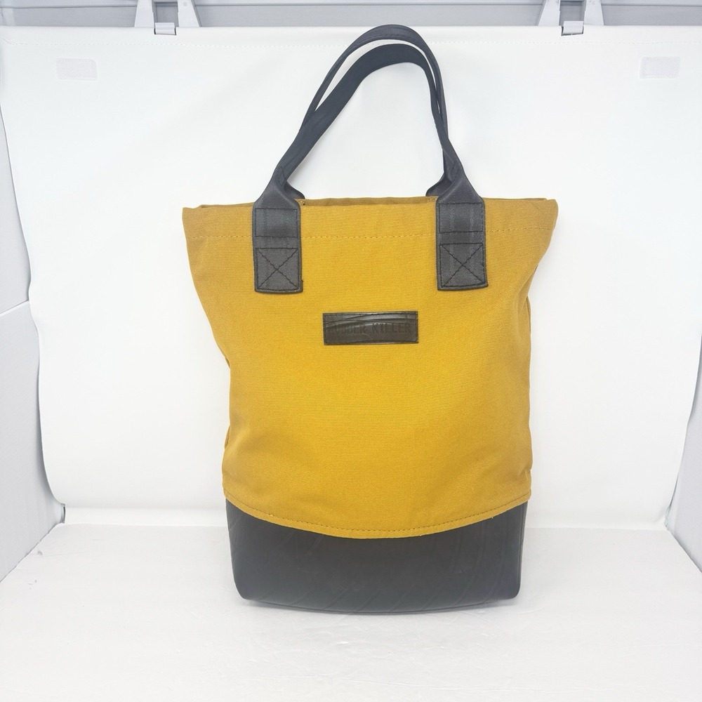 Rubber Killer MEENA Tote Bag Yellow Canvas Zip Double Strap Durable Recycled